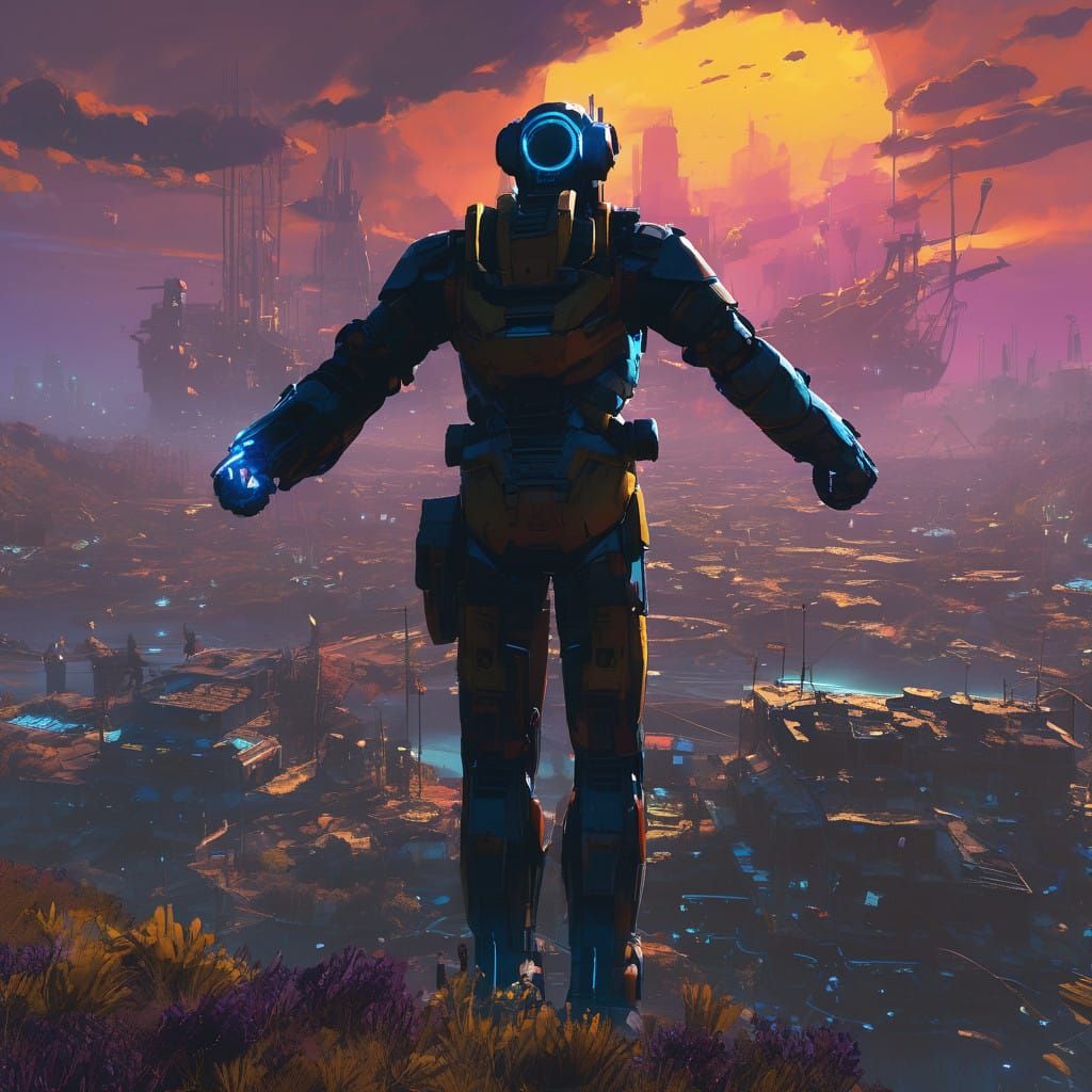 Iron Man Soars Through Neon Night Sky in Futuristic Cityscap...