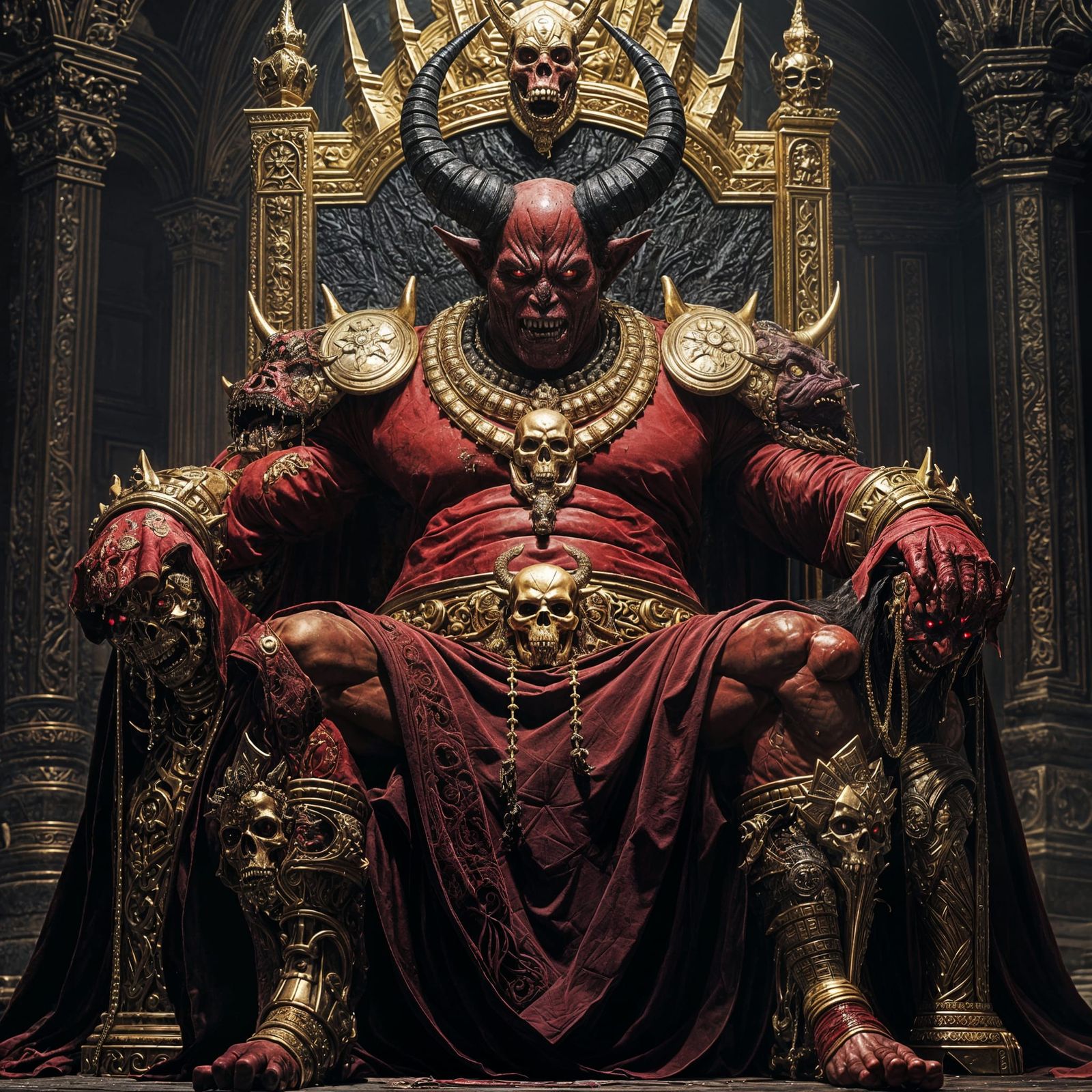 Demonic Overlord on Obsidian Throne of Gold