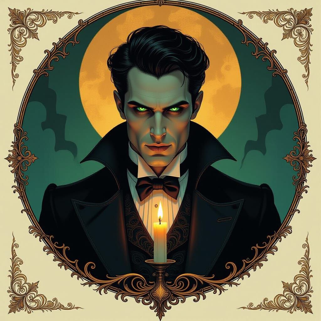 Mysterious Psychic Vampire in Victorian Gothic Style