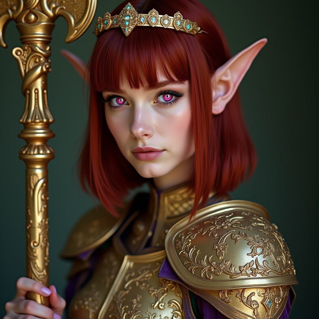 Regal Fantasy Warrior in Golden Armor