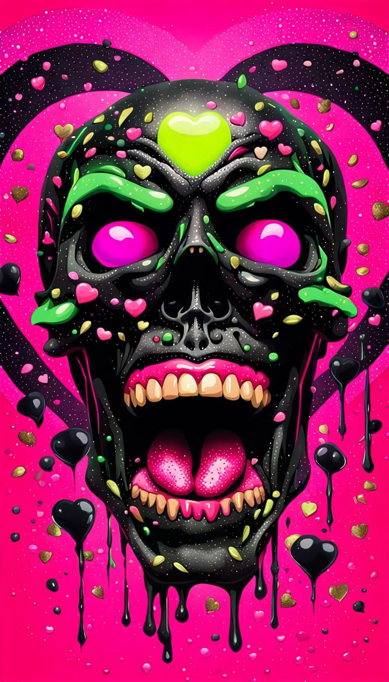Grotesque Monster Scream in Neon Colors