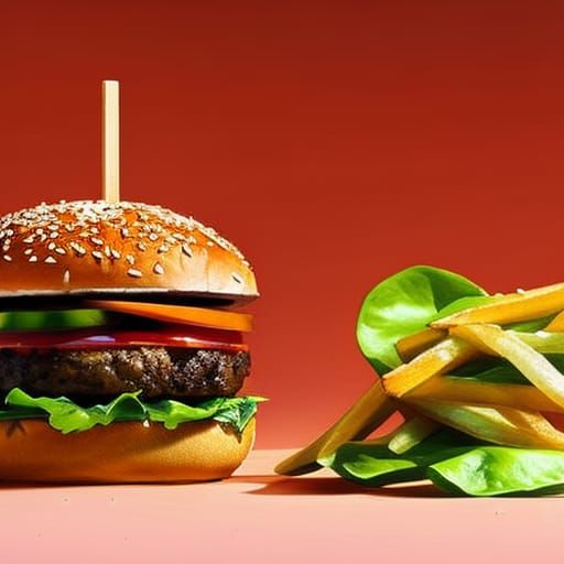 Hyperrealistic Burger in Splash Art Style