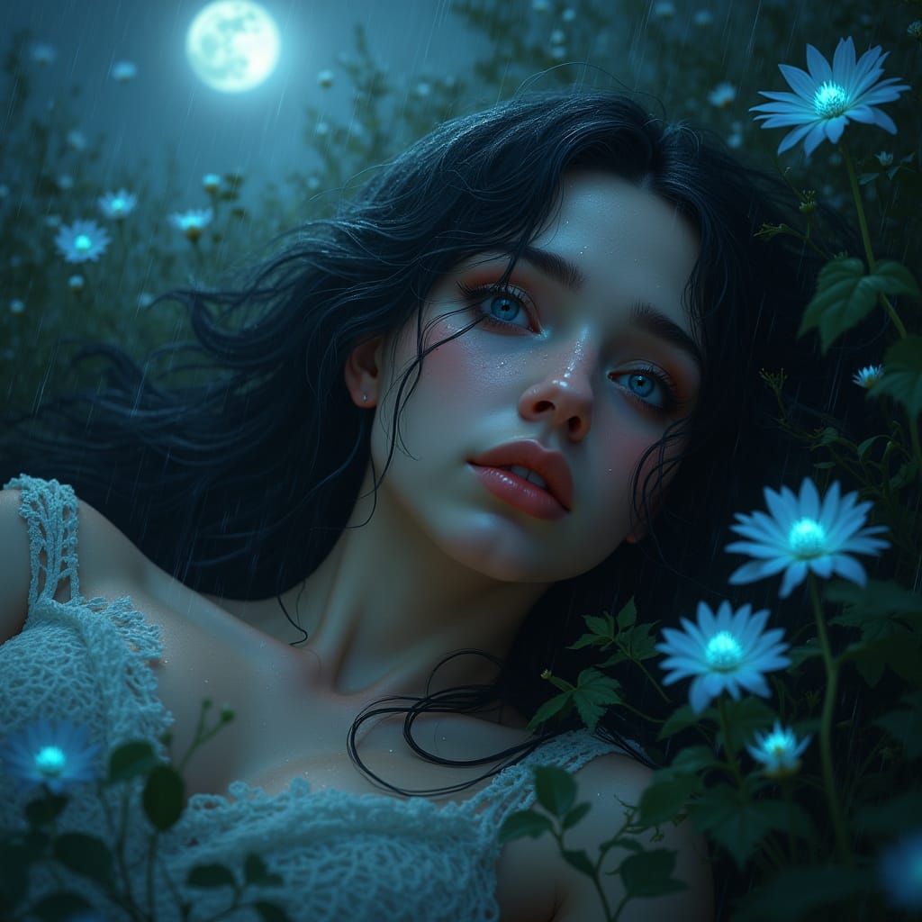 Mystical Female Spirit in Forgotten Garden