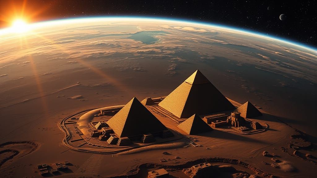 Cosmic Pyramids in Hyper-Realistic Digital Art