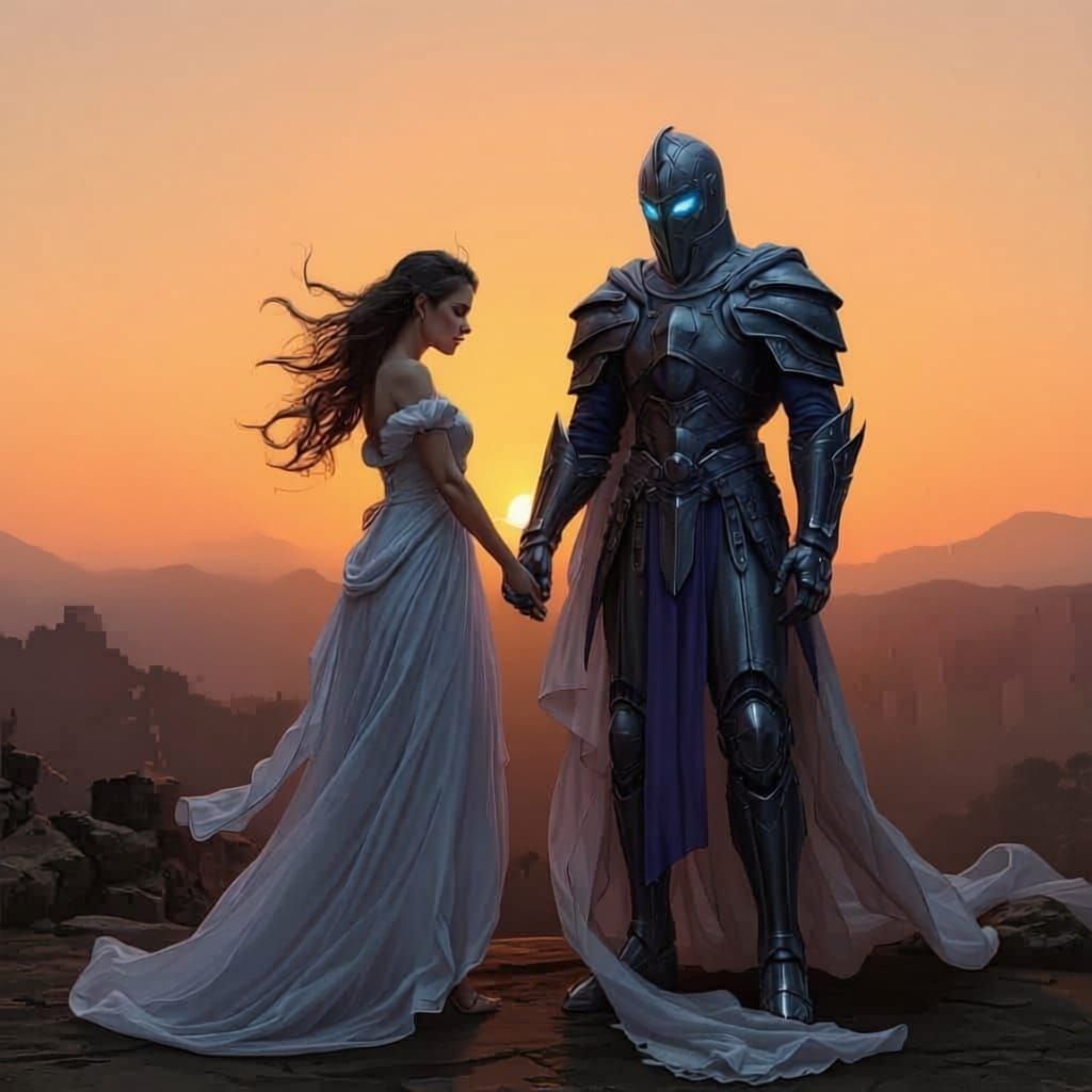 Woman in White Dress Meets Glowing Purple Phantom