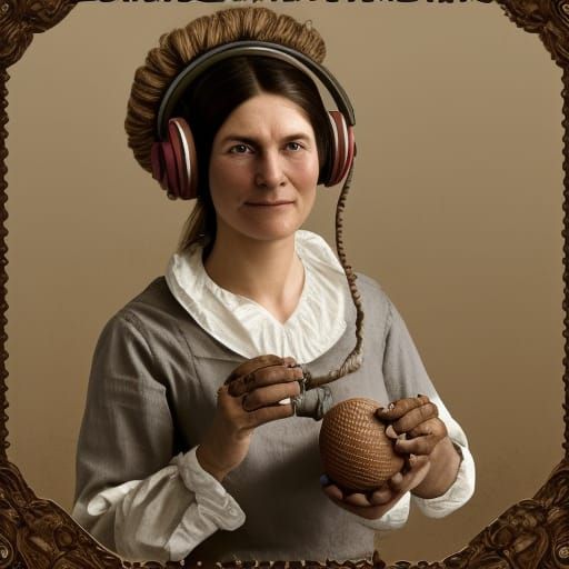 Clay Earth Sculpture of Swiss Worker with Headphones