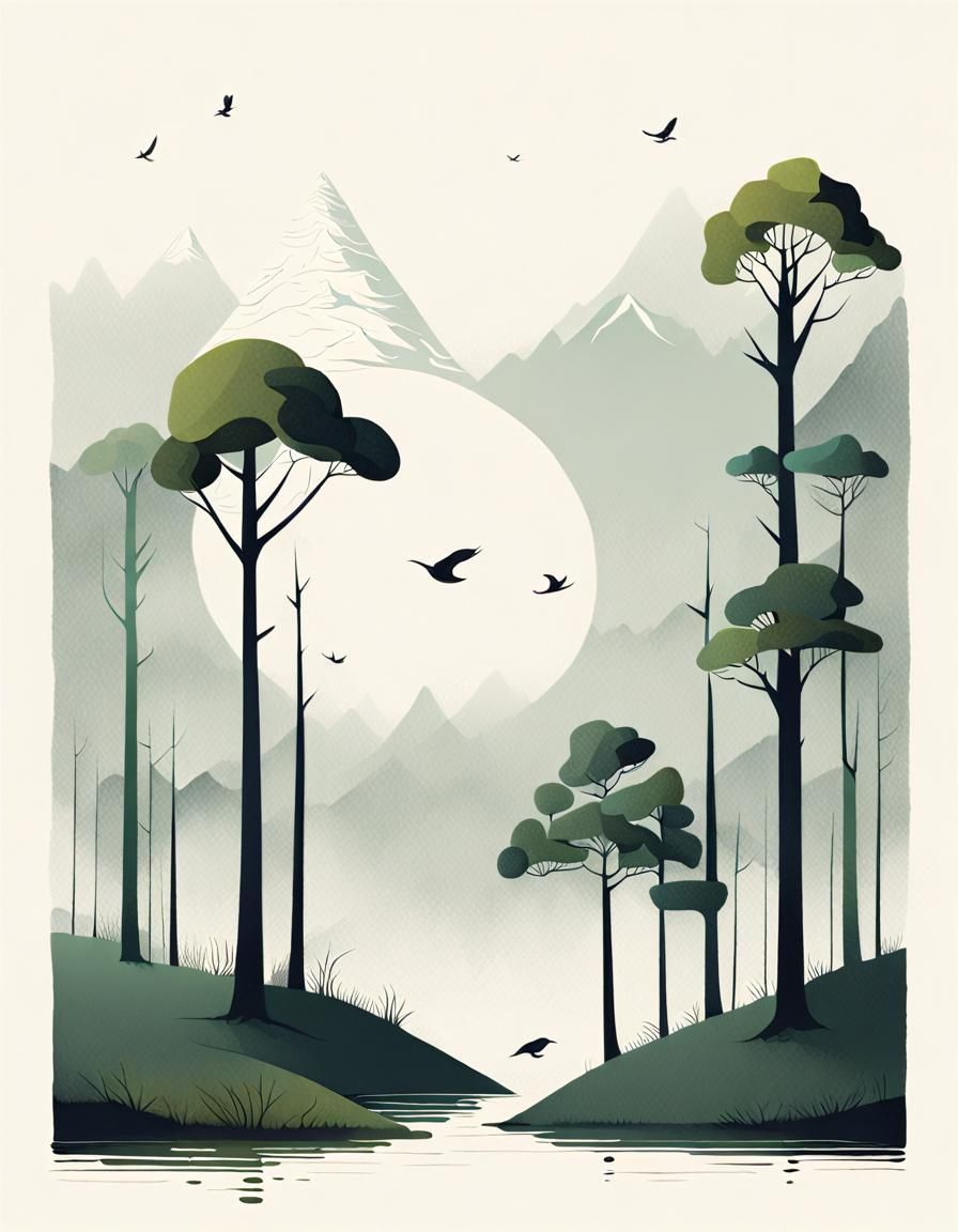 Surreal Minimalist Nature Illustration