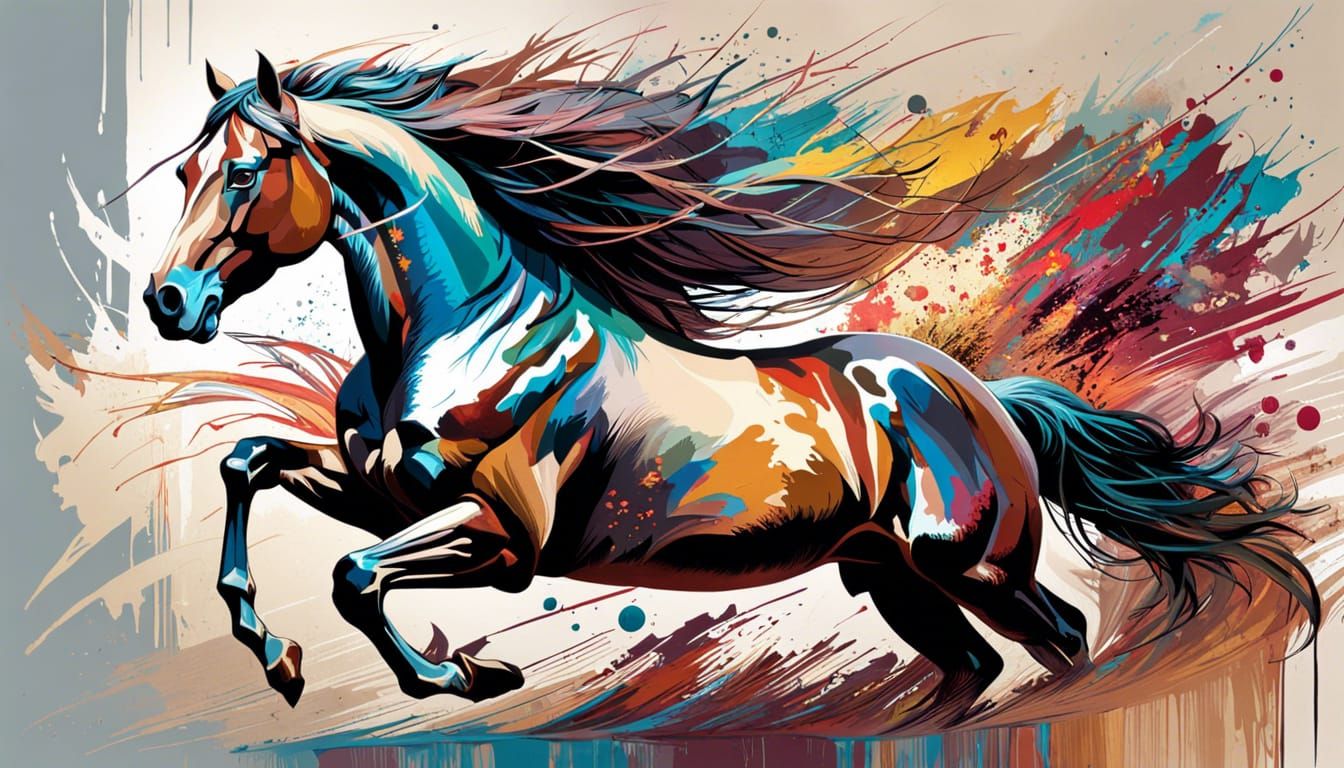 Galloping Horse Speed Painting with Triadic Colors