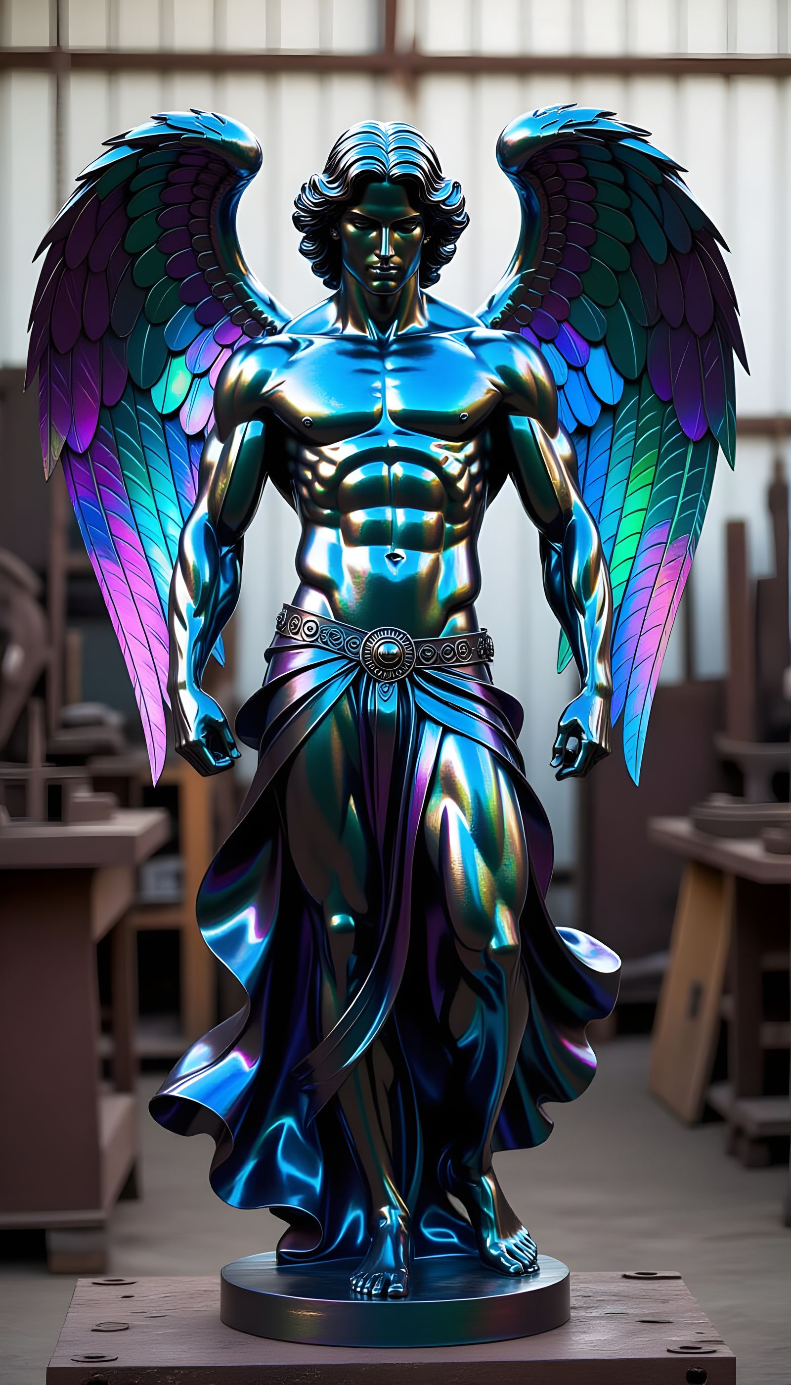 Iridescent Steampunk Angel Sculpture