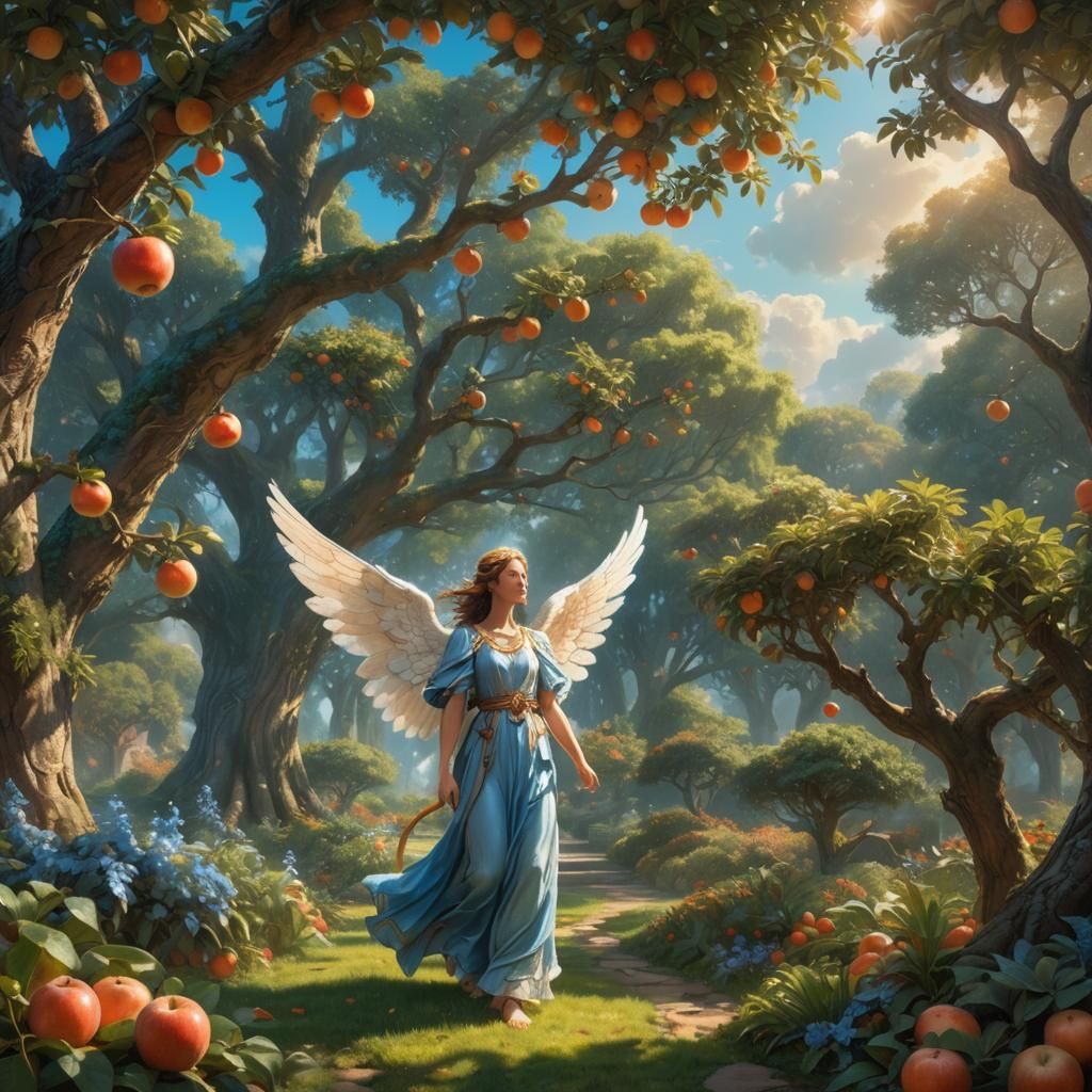 Angel in Heaven Garden: Fantasy Concept Art