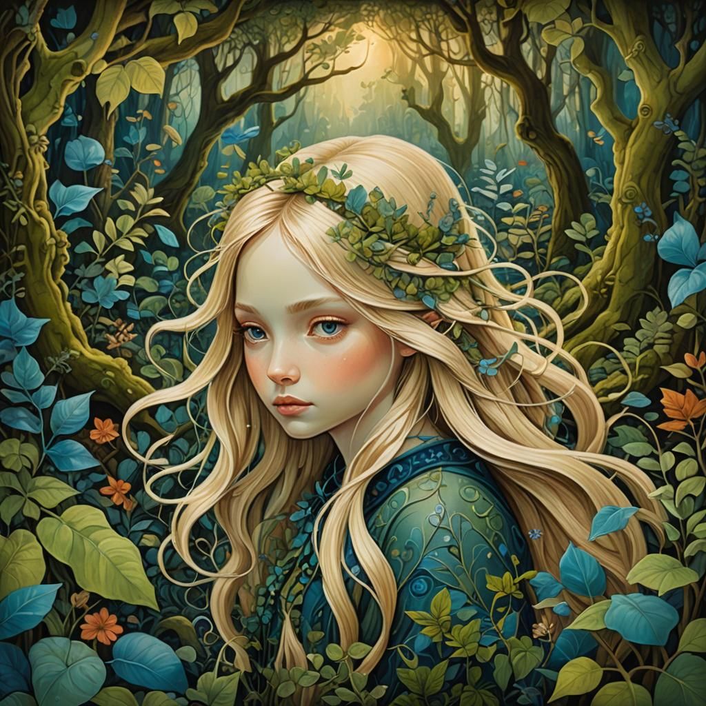 Botanical Girl in Mossy Wood Portal, Lacombe Style