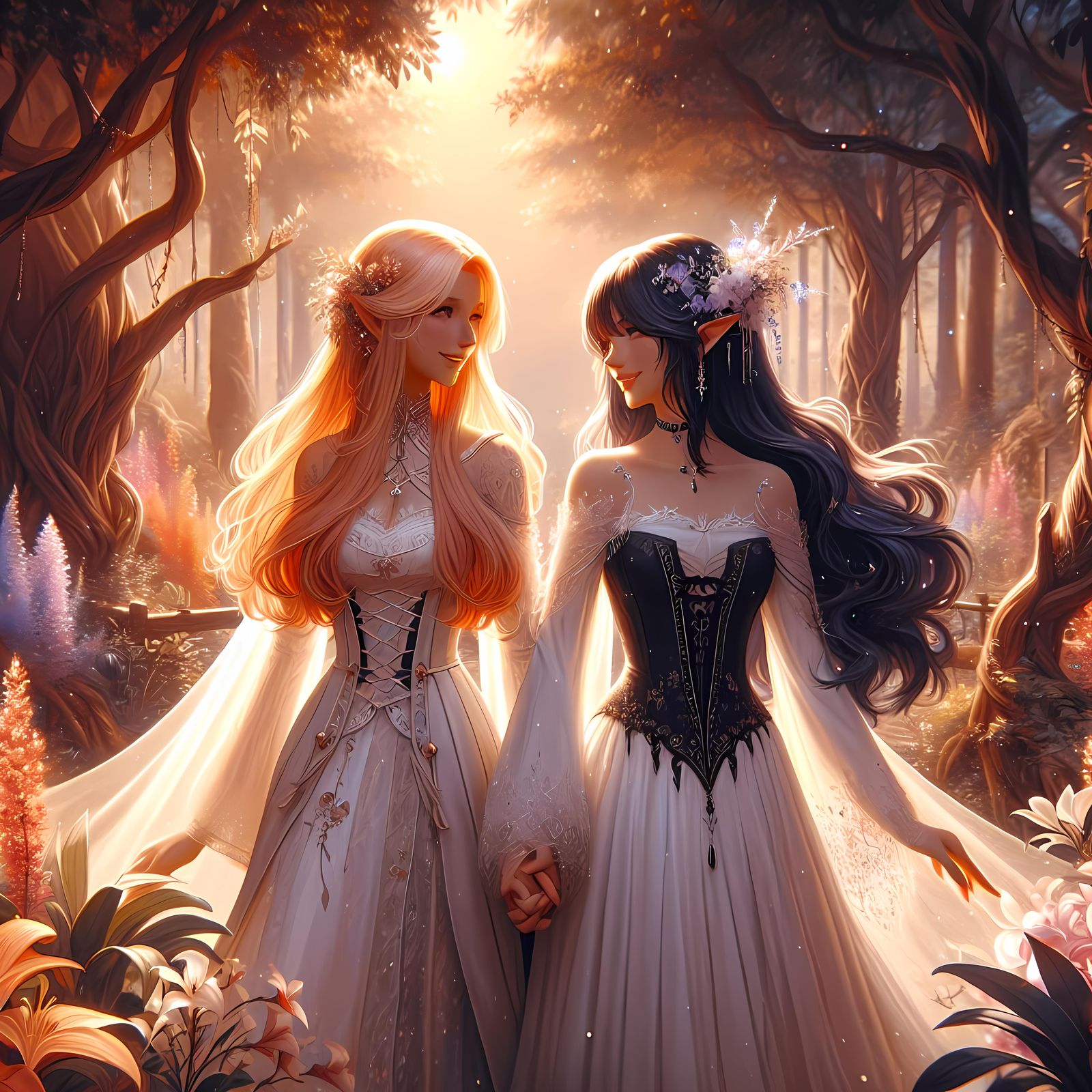 Ryne and Gaia Explore Rak'tika Forest in Fantasy Scene