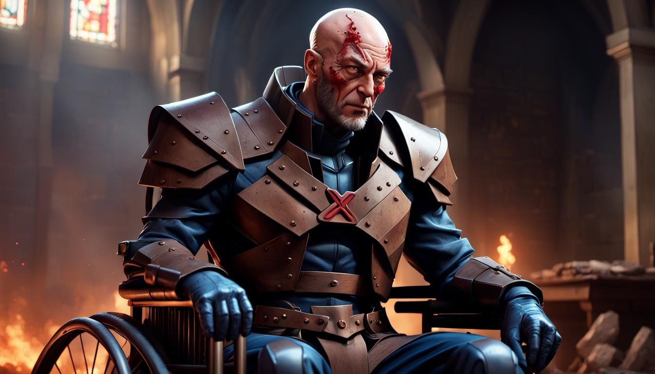 Professor X in Medieval Armor: Dark Fantasy Art
