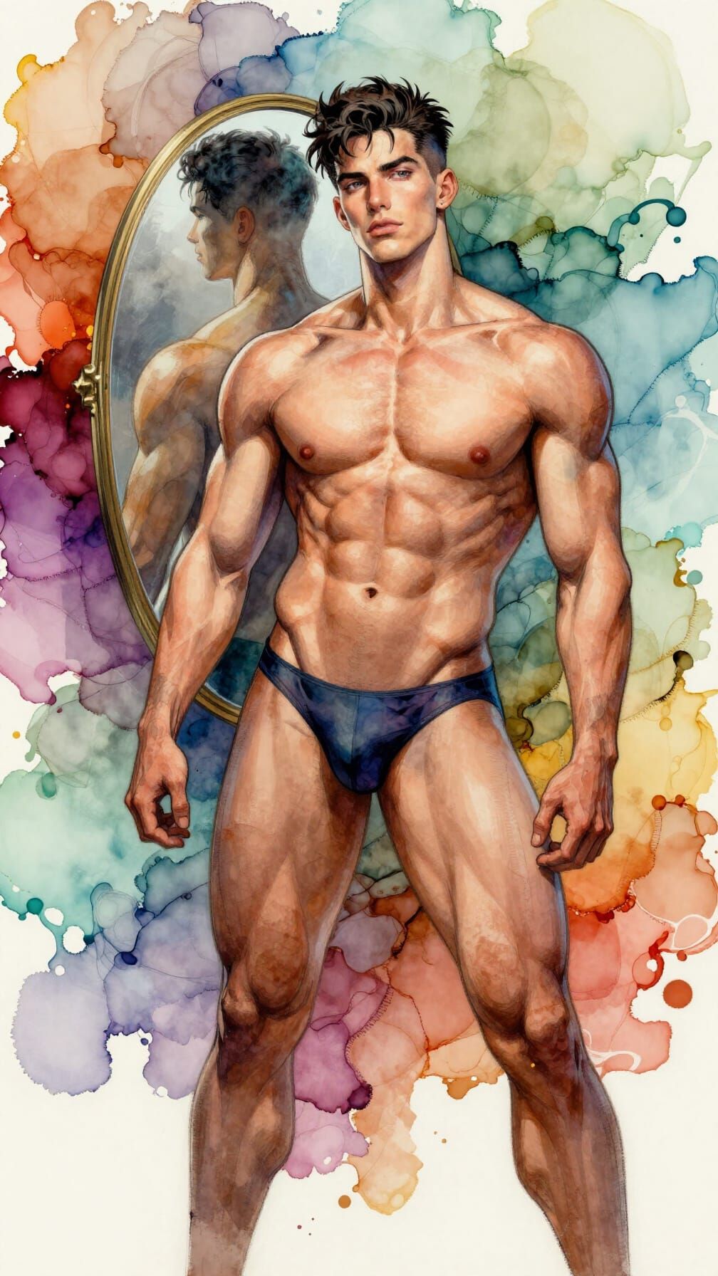 Gay Art: Muscled Men as Mirrors in Alcohol Ink