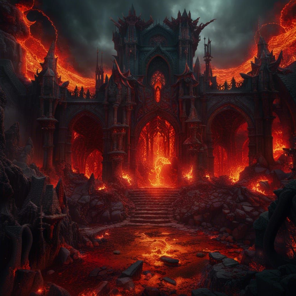 Detailed Matte Painting of Fantastical Hellfire