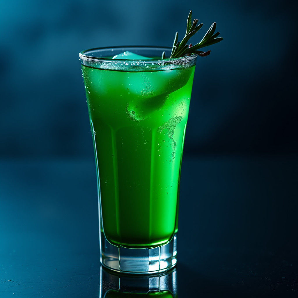 Emerald Cocktail in Crystal Glass: Moody Cinematic Digital A...
