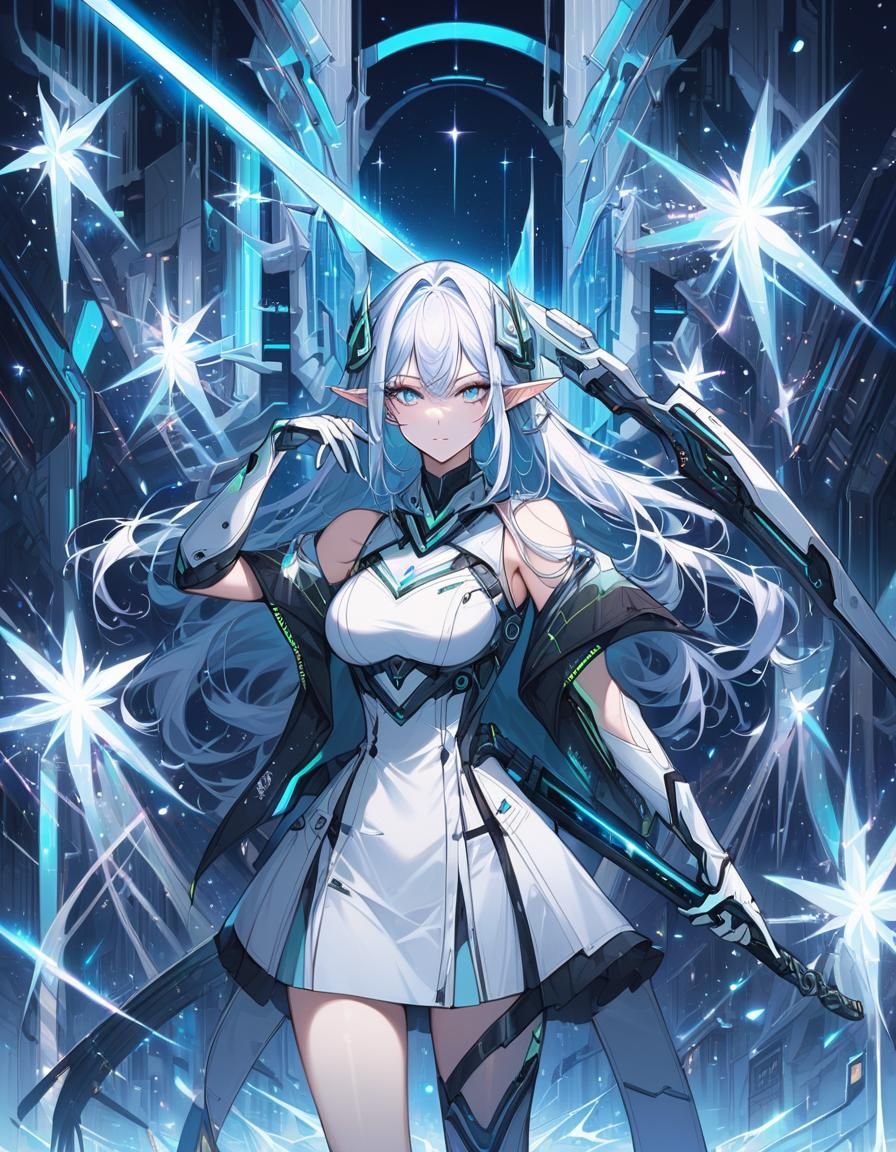 Futuristic Anime Elf Soldier with Plasma Sword