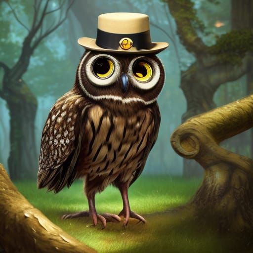 Owl Gentleman in Detailed Matte Painting