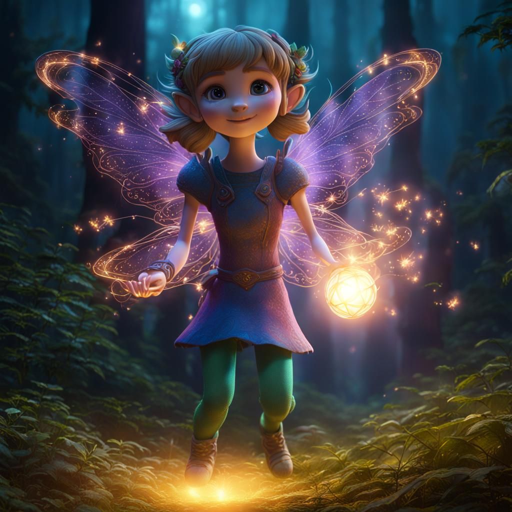 Fairy Lights Up Forest in Fantasy Concept Art