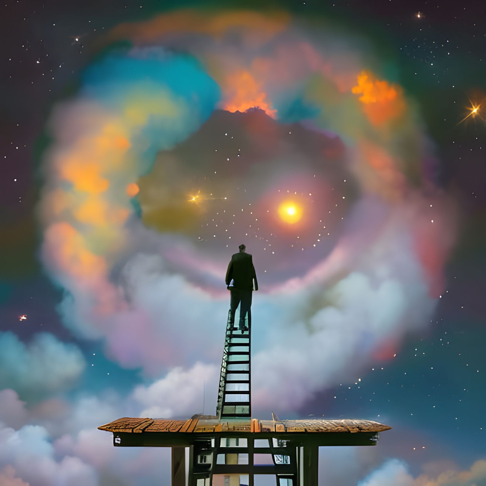 Infinite Stairway to Starry Sky: Matte Painting