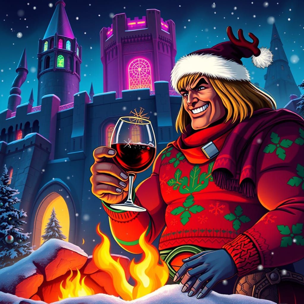He-Man Celebrates Christmas in a Vibrant, Retro-Futuristic C...