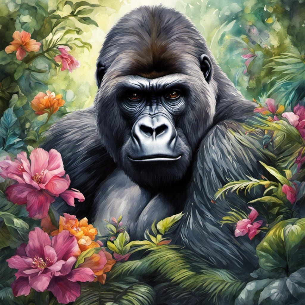 Majestic silverback mountain gorilla