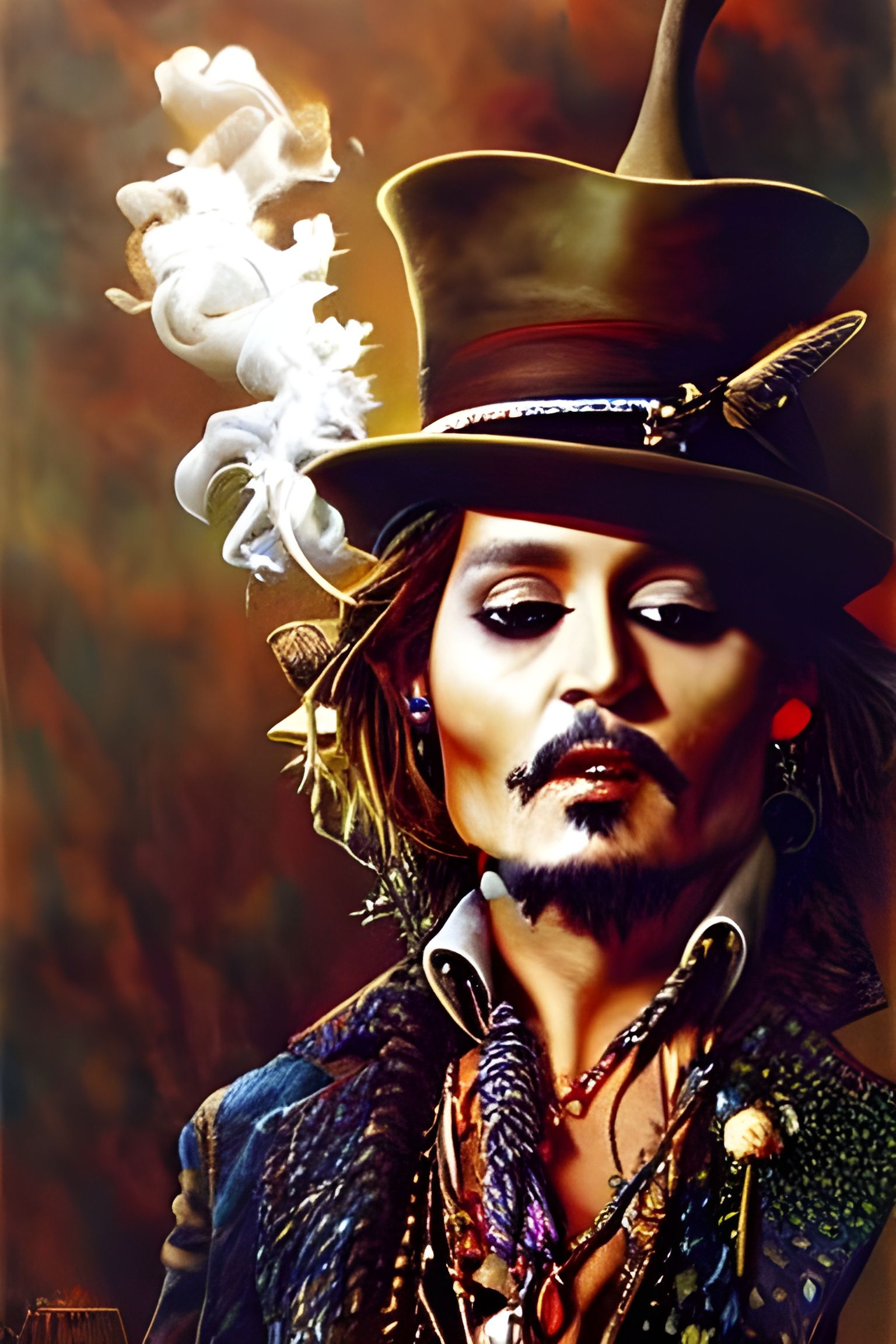 Surreal Wonderland: Man Smoking Hookah, Fantasy Art