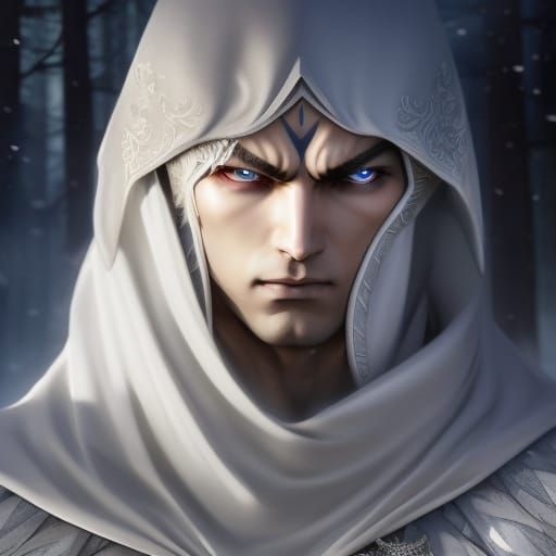 Arrogant Elf Wizard in Ice Castle, Digital Art