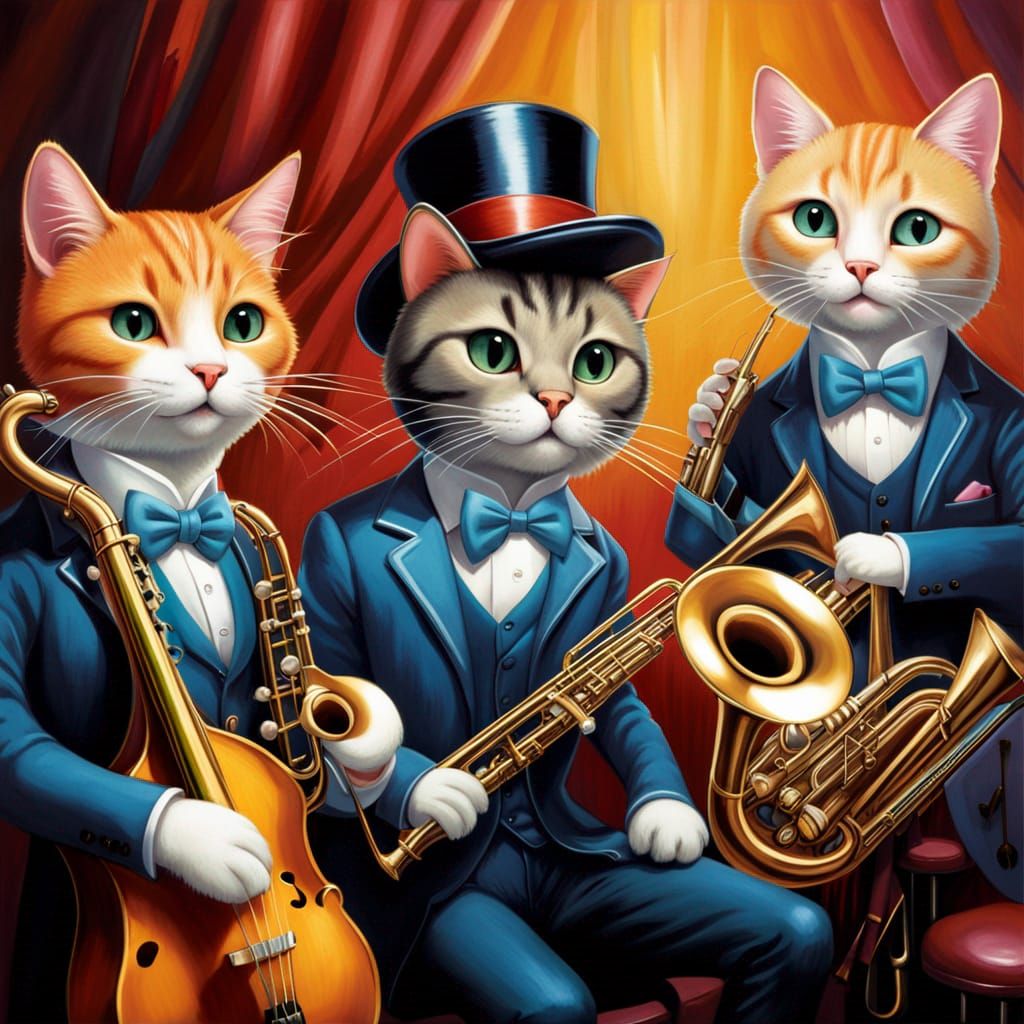 Anthropomorphic Hep Cats Big Band Portrait