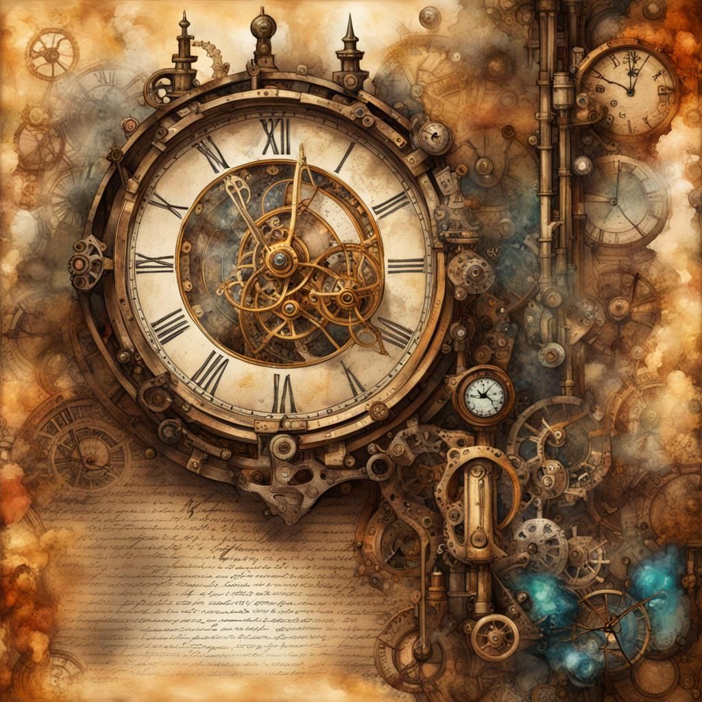 Steampunk Elf Journal Page with Clockwork Border