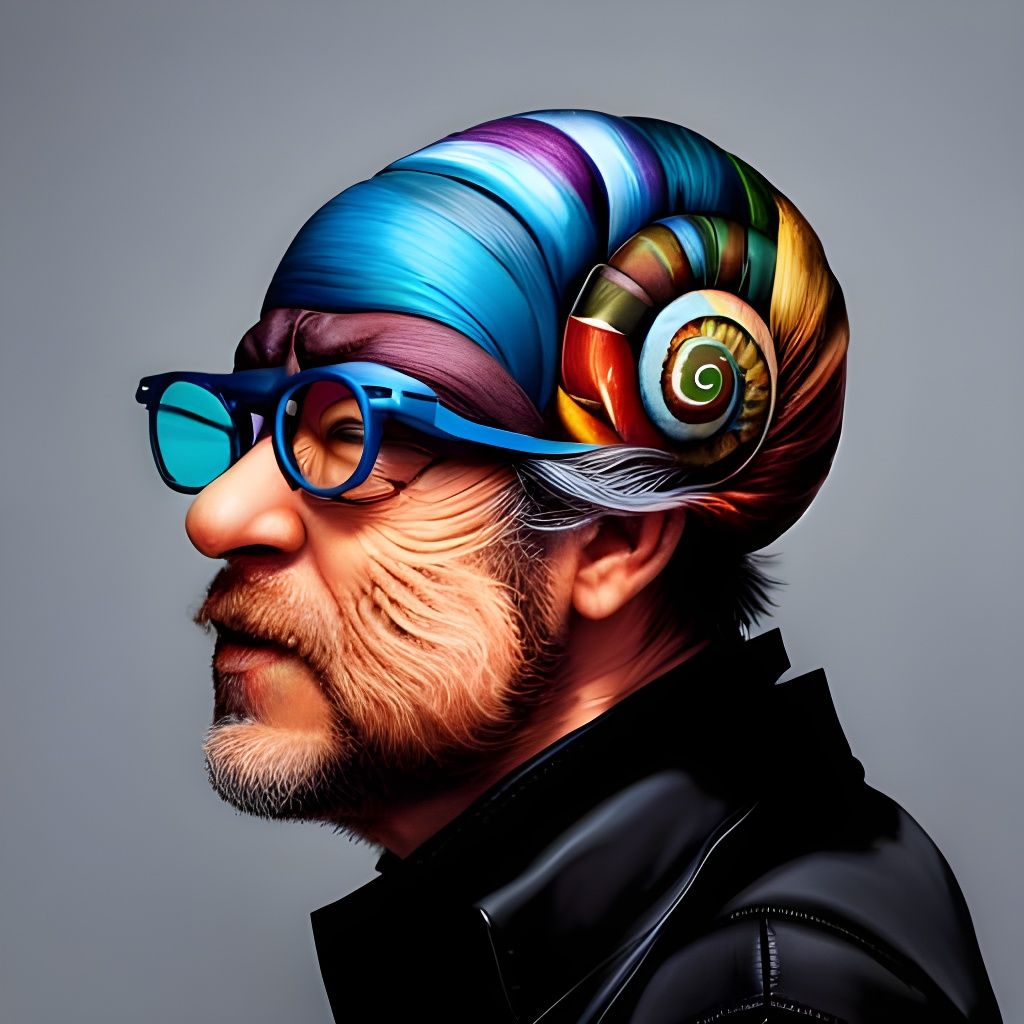 Happy Snail Portrait in Whimsical Style