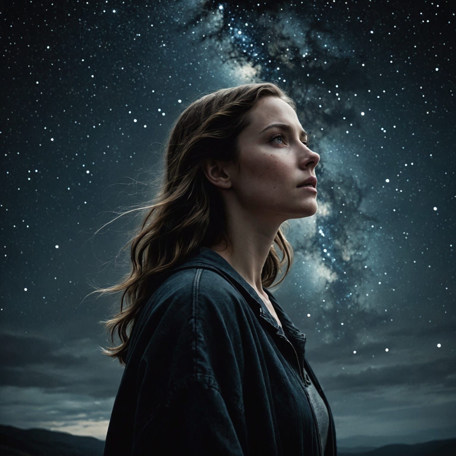 Dramatic Space Scene with Fractal Lights