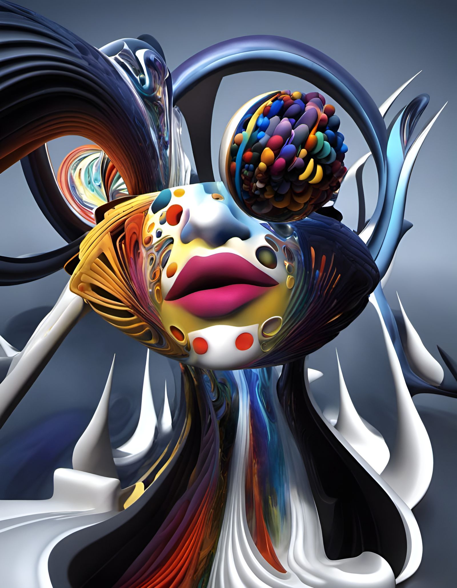 3D Multicolored Geometric Sculptures: A Fractal Art Render