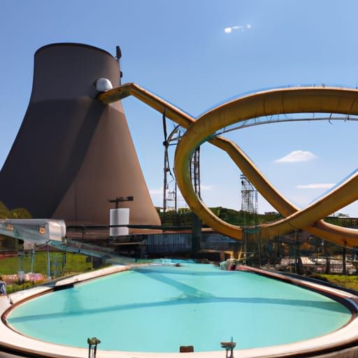 Futuristic Waterpark Around Nuclear Reactor Cooling Pool