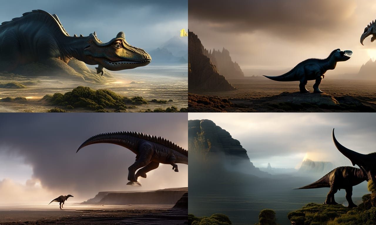 Mother Dinosaur and Baby: Epic Cinematic Scene