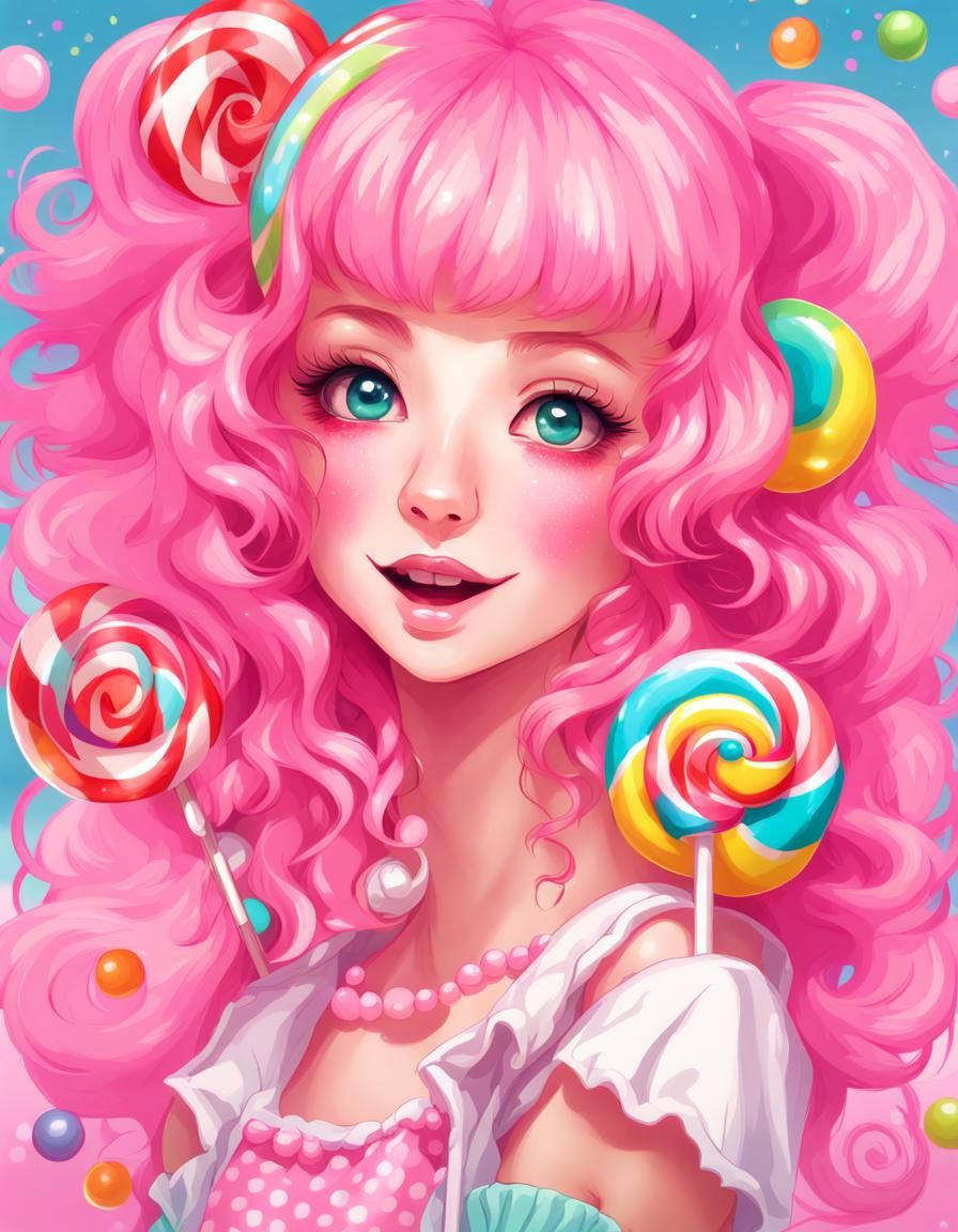 Candy Woman Portrait in Kawaii Style