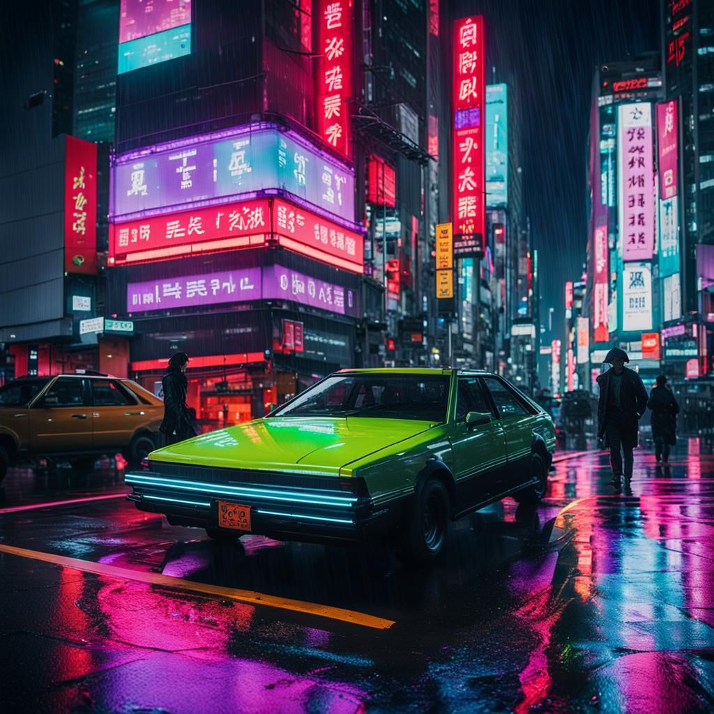 Neon Tokyo Cyberpunk Cityscape at Night