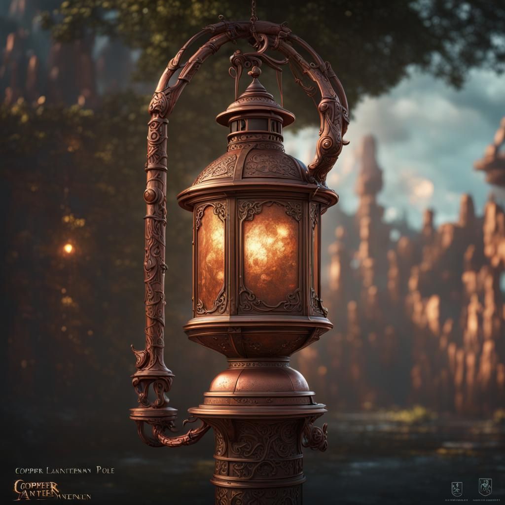 Detailed Copper Lantern on Pole Matte Painting