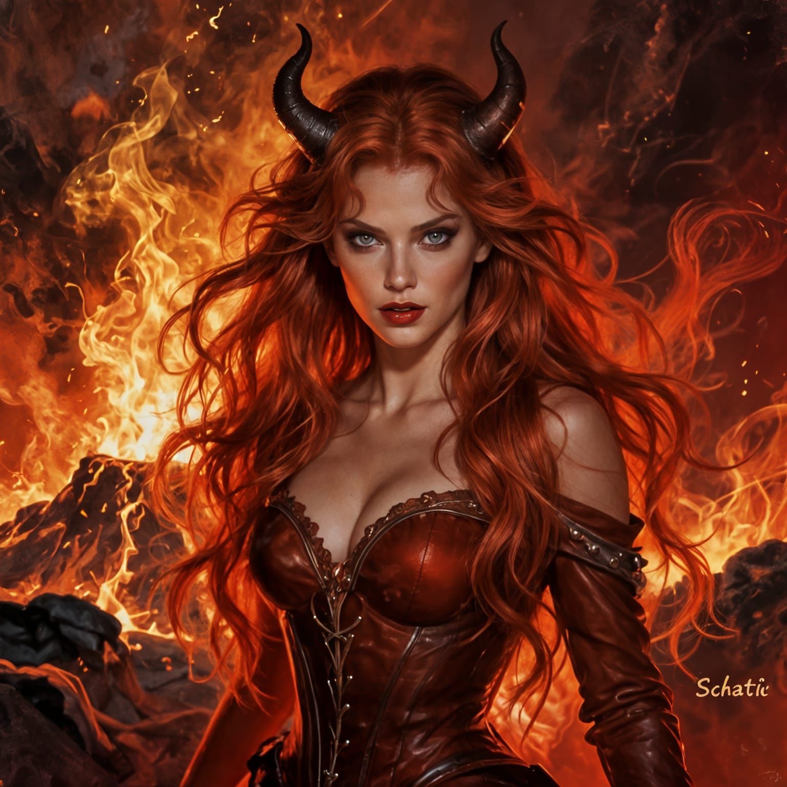 The Devil's Wife With Long Red Hair