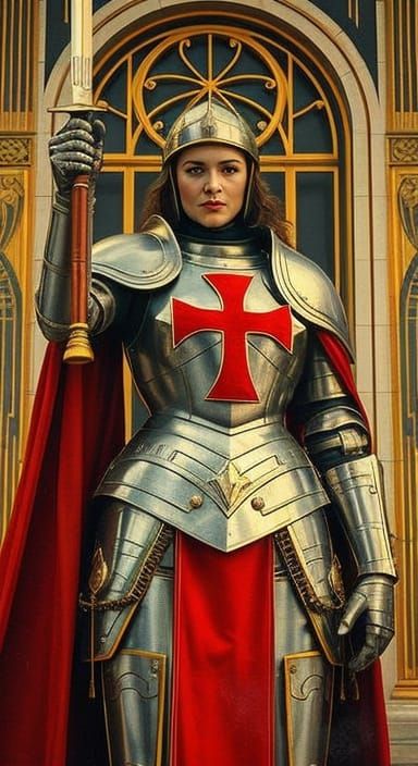 Joan of Arc Triumphant in Eerie Pop Art Style
