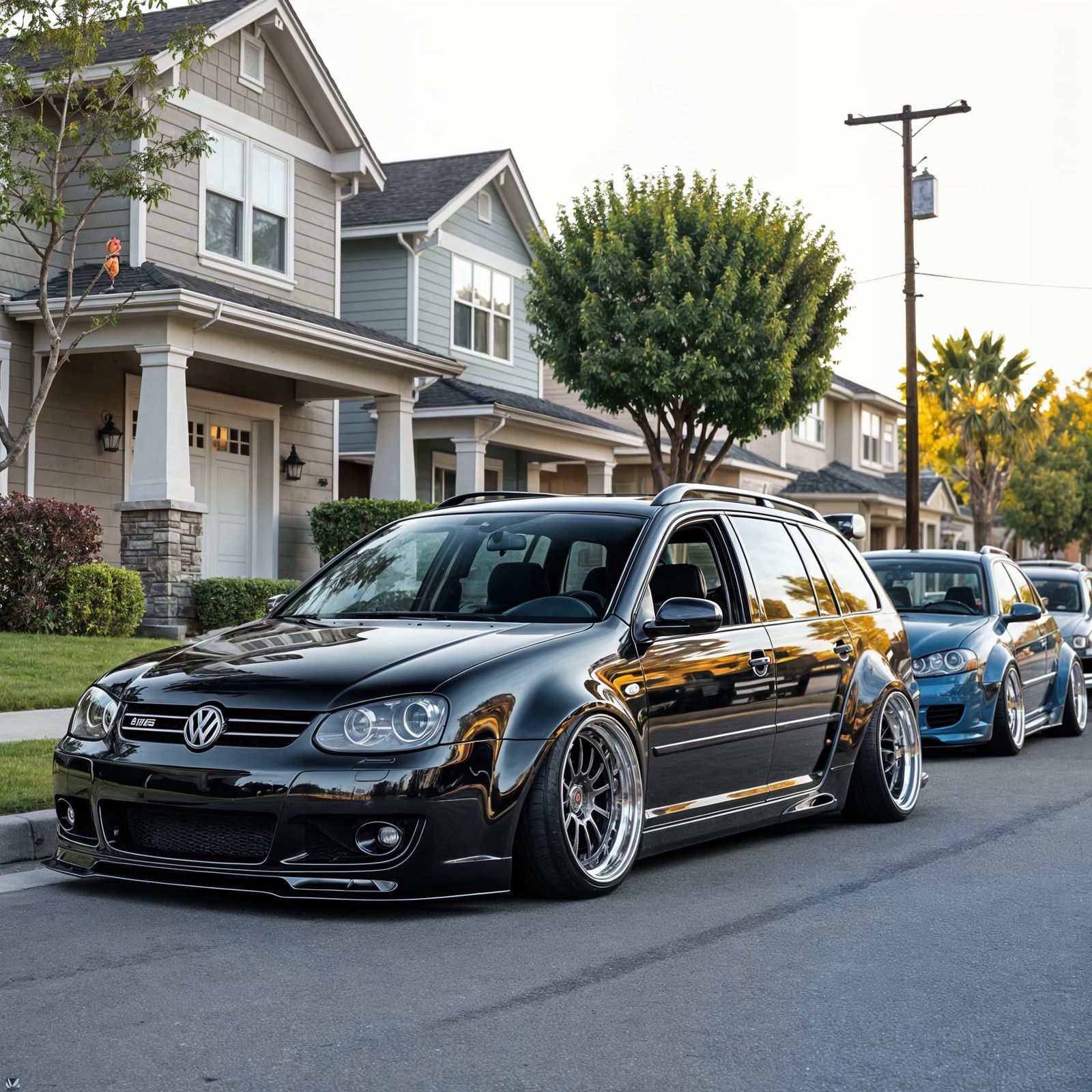 Modified 2002 VW Golf in Sci-Fi Cartoon Style