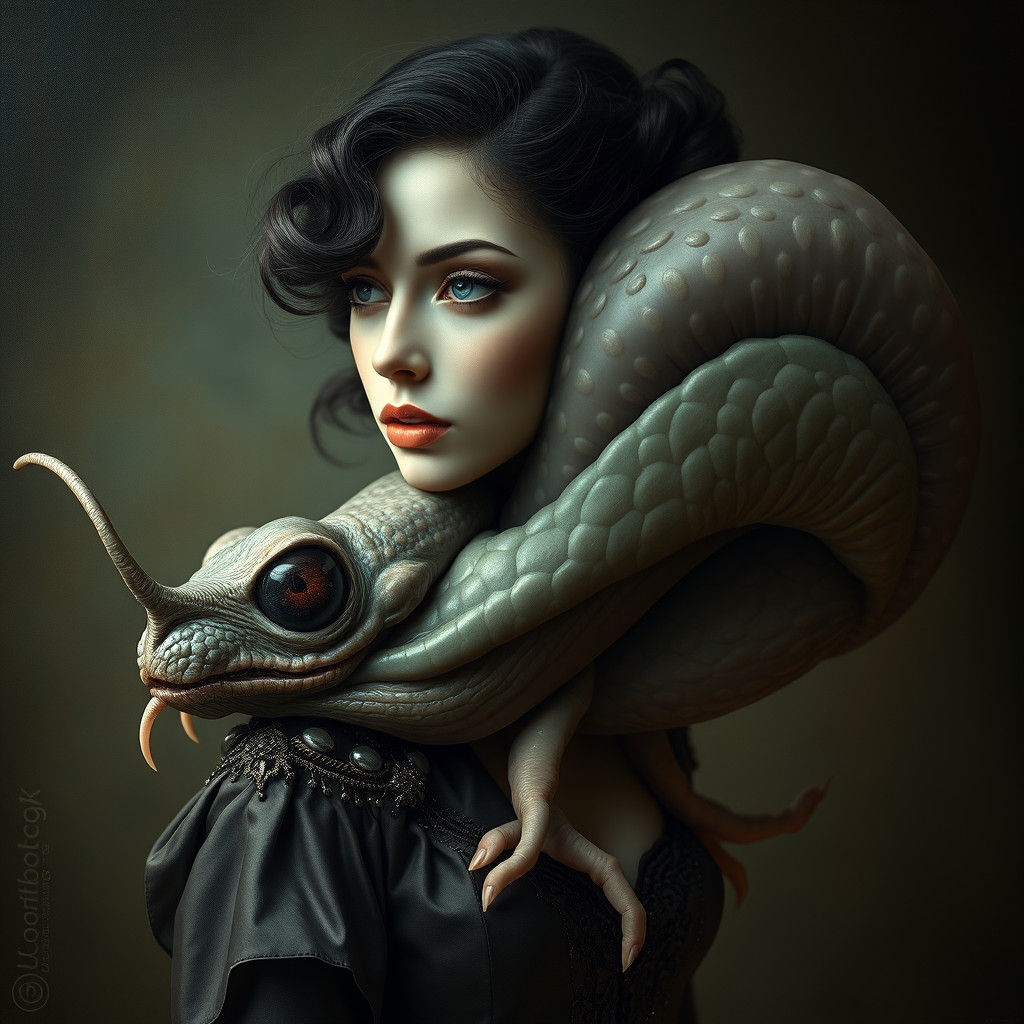 Surreal Transformation to Grotesque Slug in Digital Art