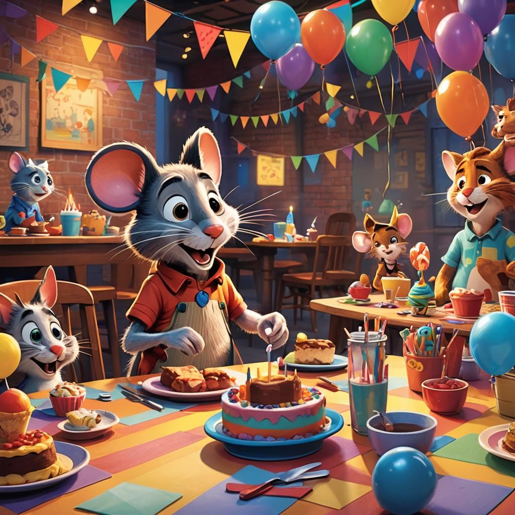 Jerry Celebrates Tom's Birthday in DC: Pixar-Style 3D Art
