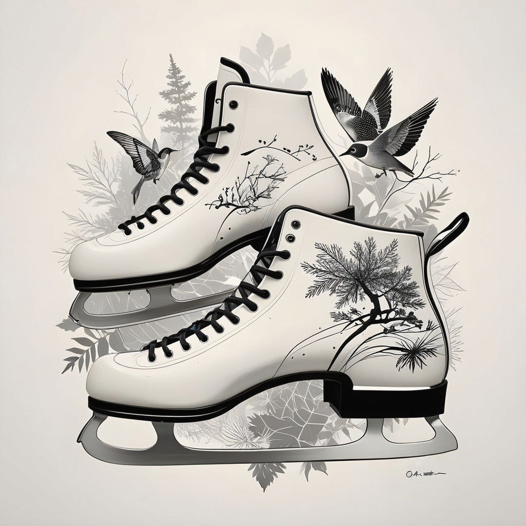 Simple Line Art Illustration of Ice Skates