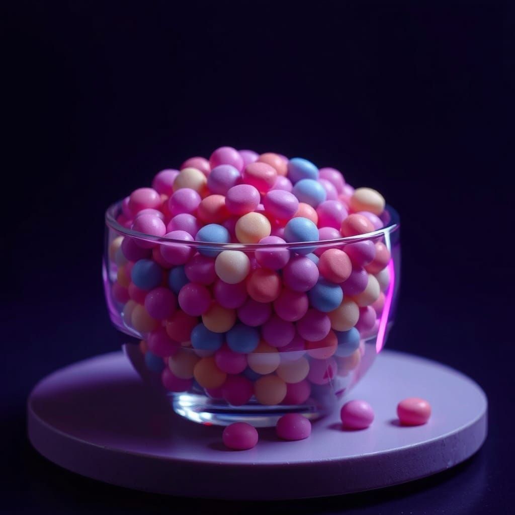Bowl of Pink and Purple Stimulating Candy