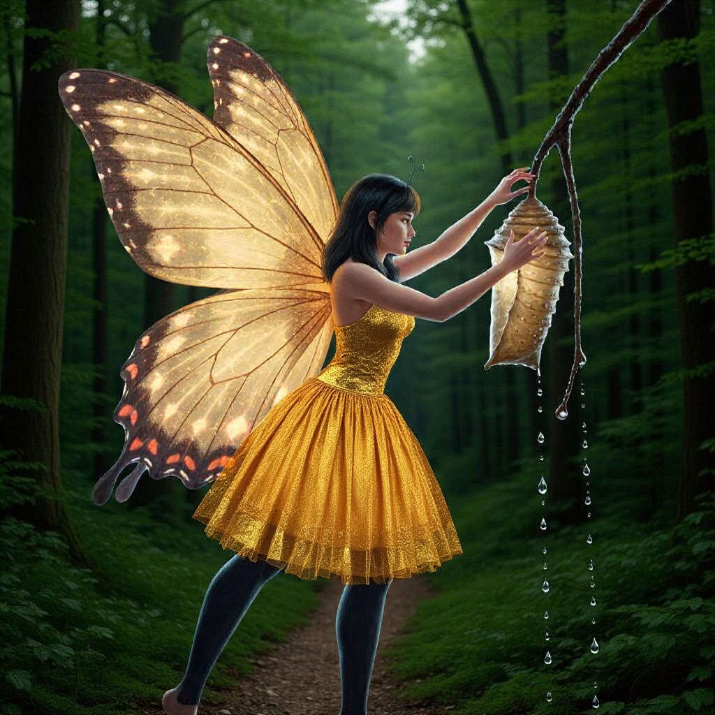 Butterfly Fairy Emerges From Chrysalis in Cinematic Detail