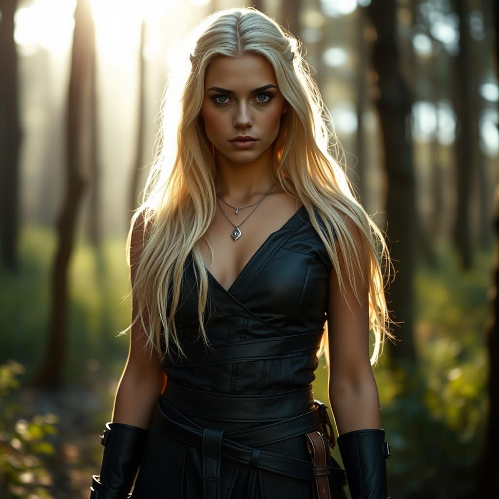 Epic Female Warrior in Cinematic Film Still