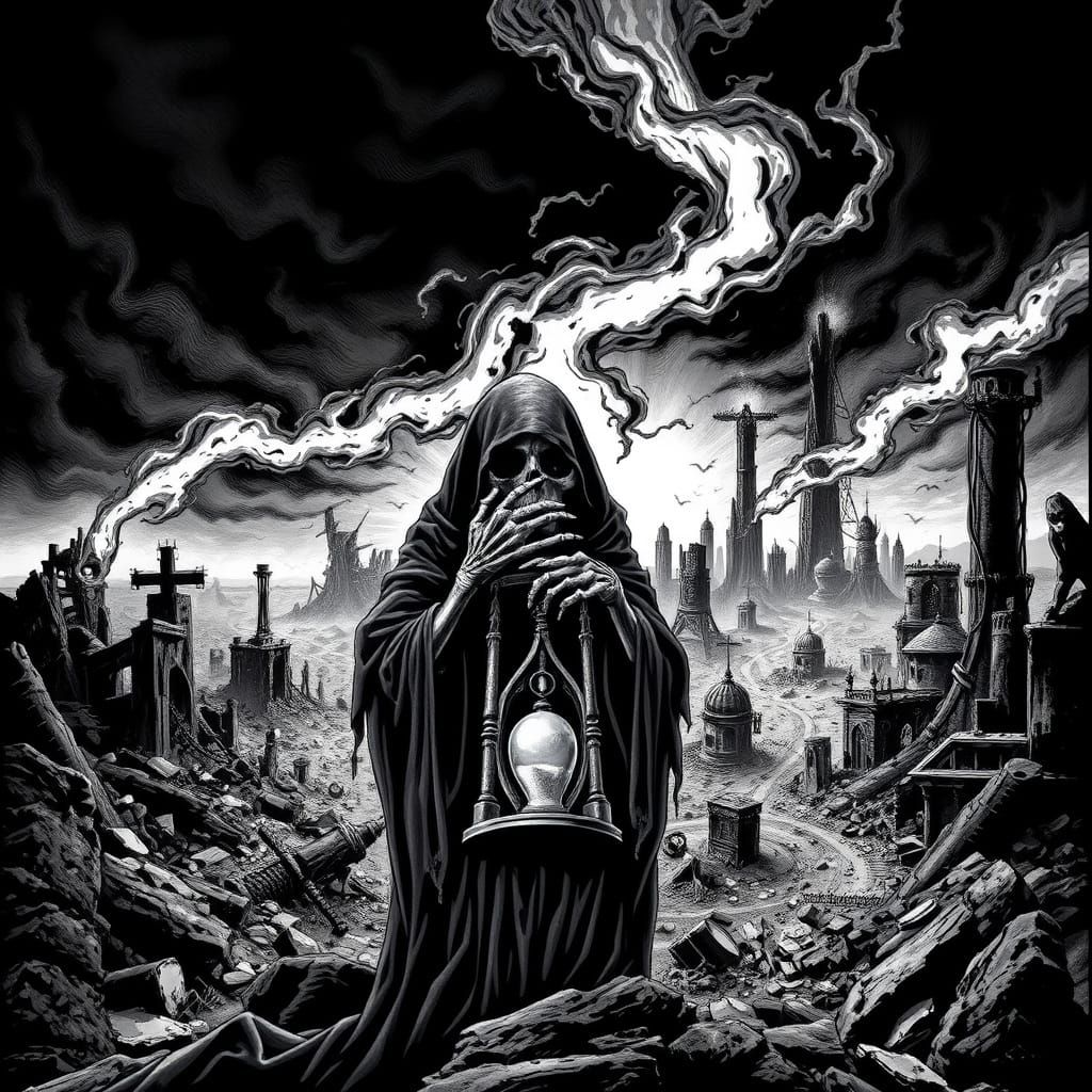 Death Metal Apocalypse: Mortal Decay in a Haunting Black and...