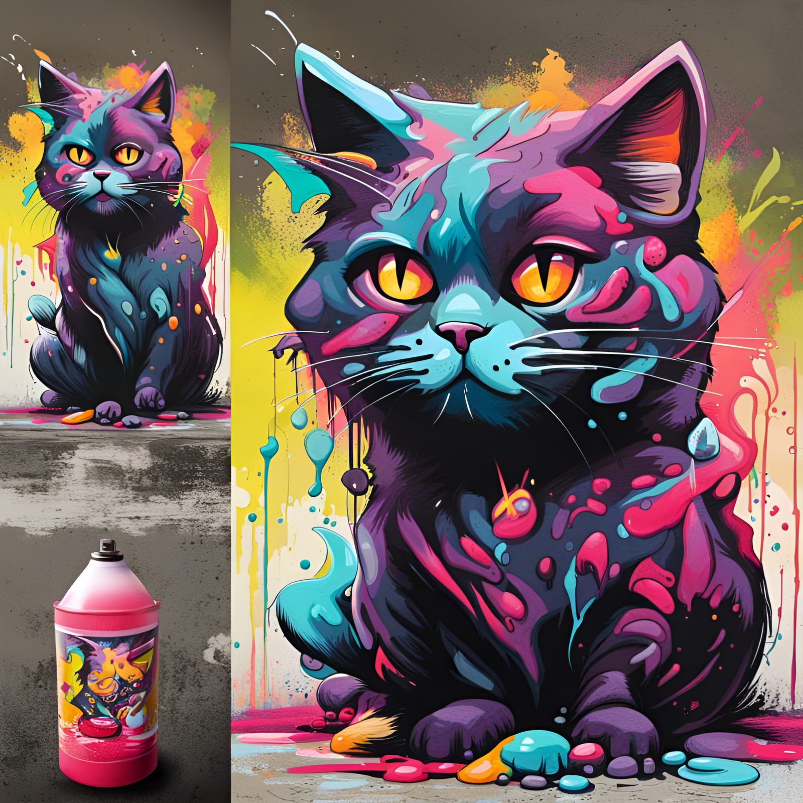 Mafia Cat in Graffiti Street Art Style