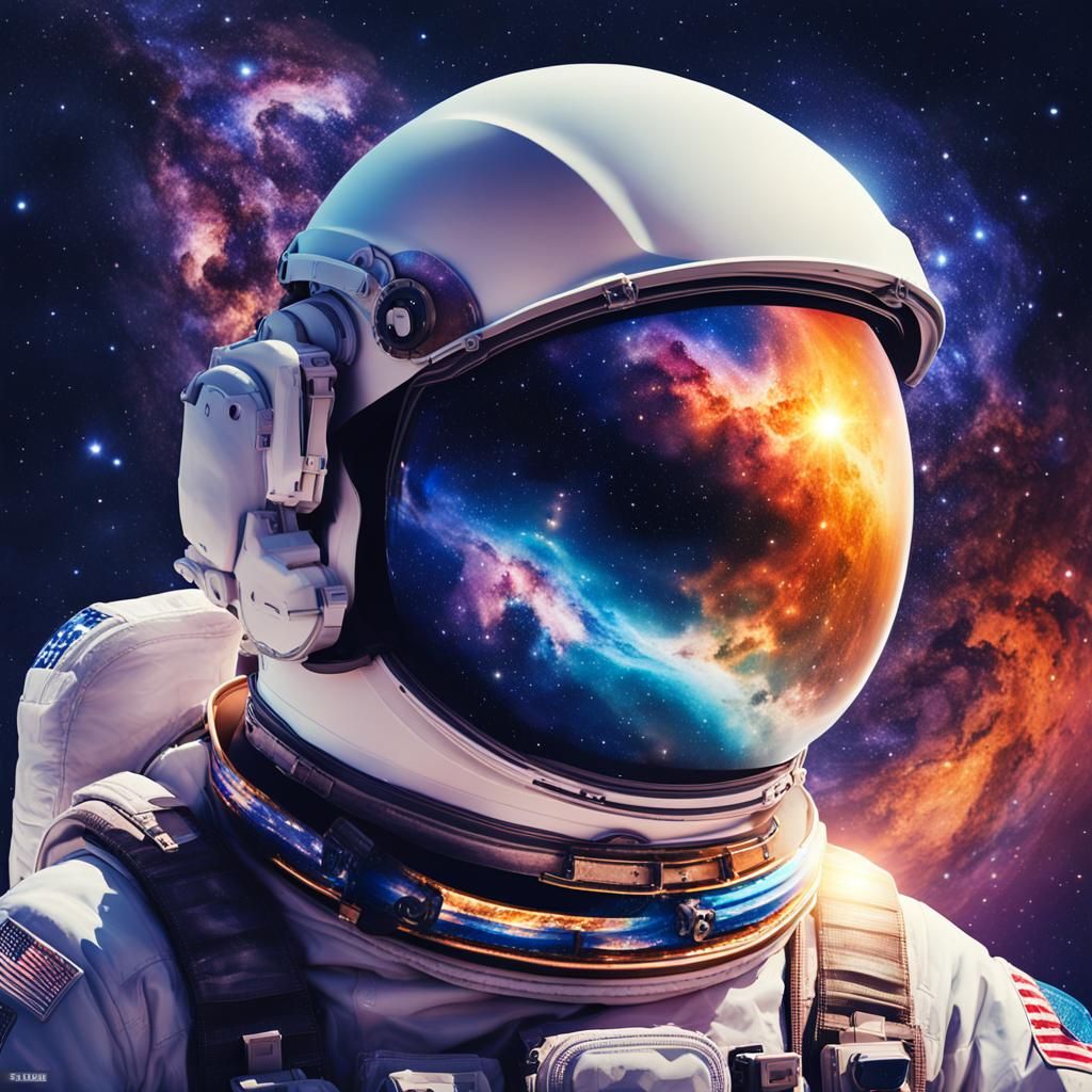 Astronaut's Helmet Reveals Milky Way Galaxy